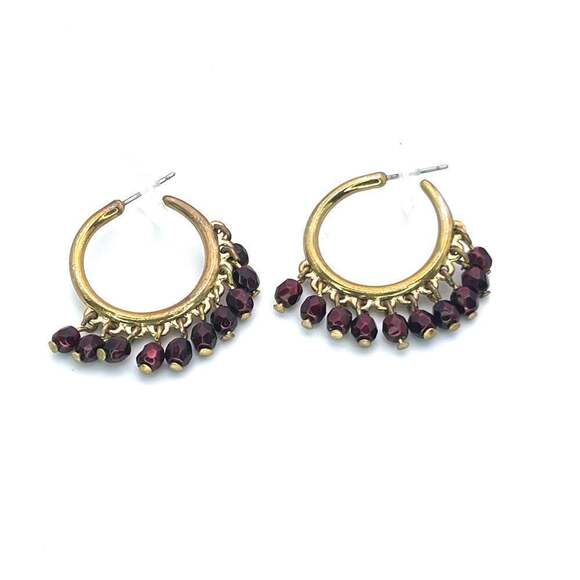 E122 | Gold Beaded Hoop Earrings - Picture 1 of 2
